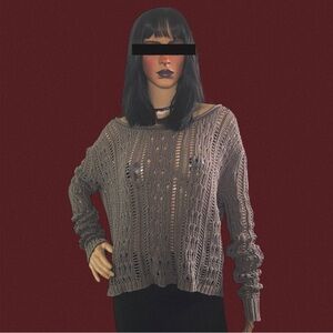 Express Taupe Open Knit Pullover Sweater Size Medium